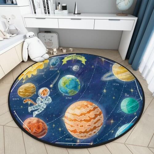 Round Carpets for Childrens Room Galaxy Space Living Room Rugs Soft Flannel Floor Area Rug Bedroom Mat Kitchen Rug for Home