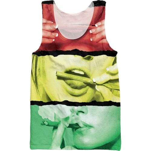 Sexy Tank Tops Rasta Girl Rolling A Blunt Sleeveless Shirt Striped Vest 3d Tee Male Jersey Summer Style Singlet Sportswear Homme