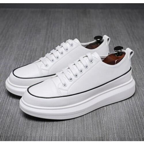 Genuine Leather Men Casual Shoes Handmade Luxury Brand Mens Sneakers Moccasins Slip-on British Male Boat Shoes Increased Shoes