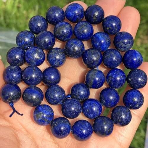 Natural Stone Afghanistan Lapis Lazuli Bead Round Loose Spacer Beads For Jewelry Making DIY Bracelet Accessories 4/6/8/10/12MM