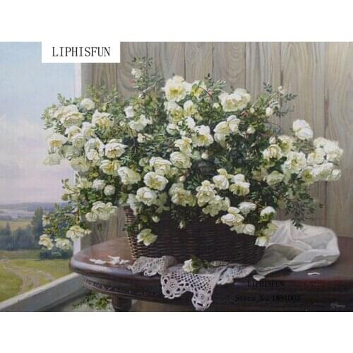 New Arrival 5D Diamond Painting Cross Stitch Beautiful White Flower Square Resin Rhinestone Diamond Embroidery Home Decor