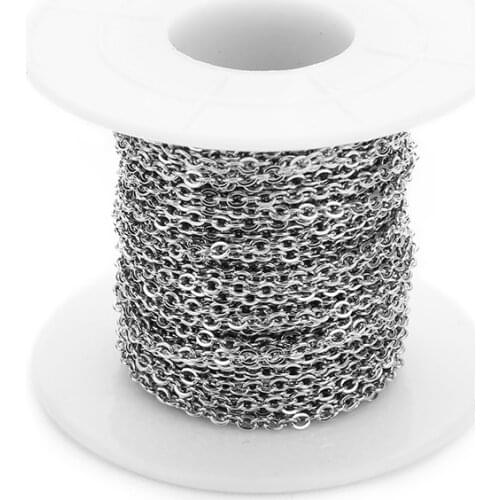 10 Yards/roll Stainless Steel Silver Tone 1mm 1.5mm 2mm 2.5mm 3mm Cross Link Bulk Chain for DIY Jewelry Making Findings Crafts