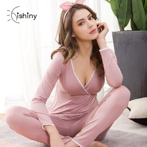 Hishiny Maternity Clothes autumn winter Pregnancy Clothing Maternity Tops trousers suit Breastfeeding nighty for Pregnant Women