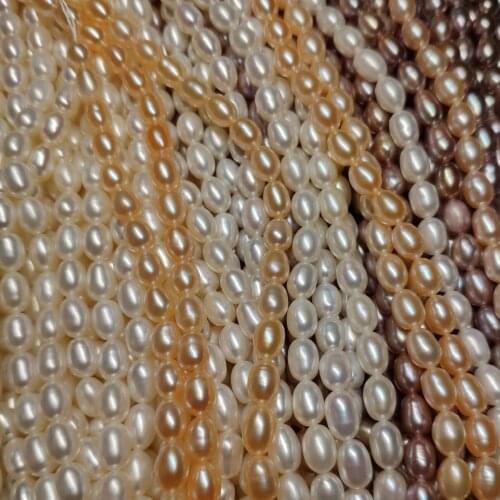 6-7mm Rice Pearl Necklace Oval Shape DIY Jewelry Accessories Wholesale