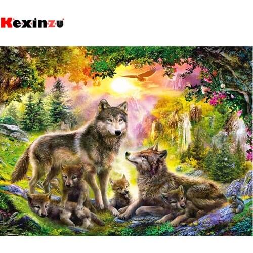 Full 5D Square Diamond painting Art Kits canyon Wolf family 3D Embroidery Mosaic Cross Stitch wedding Home Decoration