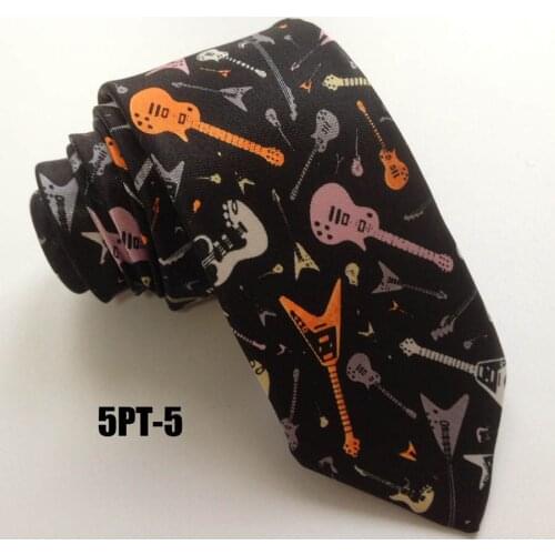 5cm Popular Men Fashion Narrow Tie Stylish Printed Poly Necktie Music Instruments Pattern Gravata