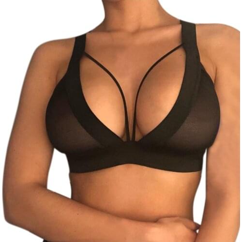 Transparent Sexy Lingerie Women Underwear Bandage Strappy Halter Bra Girl Hollow Out Elastic Cage Bra Lenceria Sensual Mujer
