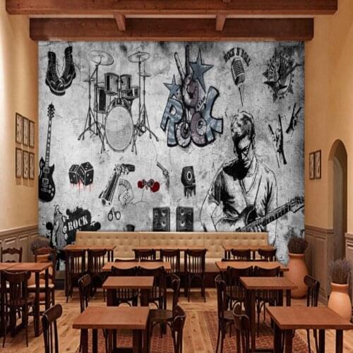 Drop Shipping Photo Wallpaper Custom Cement Wall Retro Nostalgic Rock Fresco KTV Background Wallpaper Nightclub Ballroom Mural