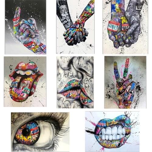 Self-adhesive Wall Stickers Graffiti Painting Hip Hop Street Graffiti Style Abstract Wall Art Picture for Living Room Home Decor