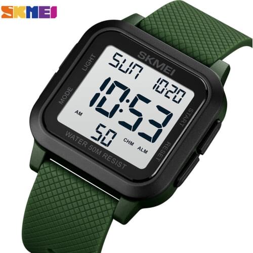 SKMEI Outdoor Sport Watch Men Alarm Clock 5Bar Waterproof Military Watches LED Display Shock Digital Watch reloj hombre 1019