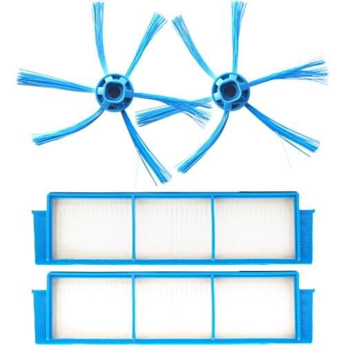 2 Hepa Filters & 2 Side Brushes for Philips FC8792 FC8794 FC8796 FC8007 Robot Vacuum Cleaner Replacement Parts Accessories