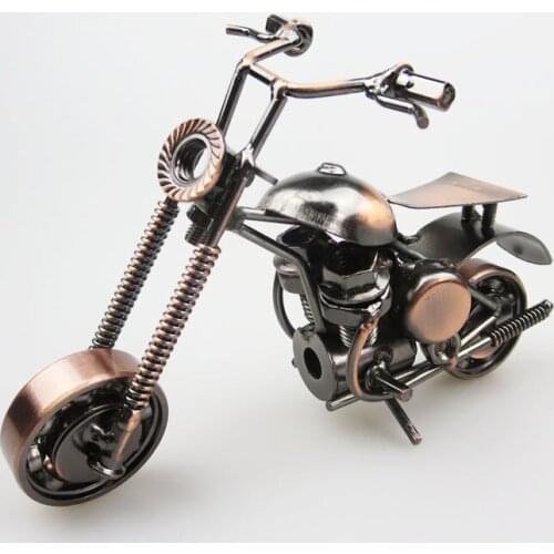 Statue Metal Motorcycle Figurines Model Retro Motor Figurine Metal Decoration Handmade Iron Motorbike Prop Vintage Home Decor