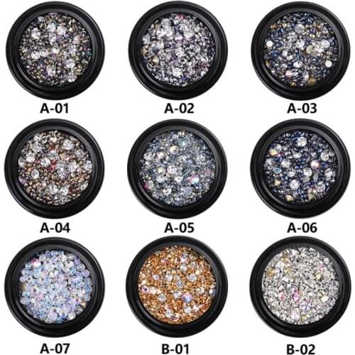 DIY Nail Art Wheel Tip Crystal Glitter Rhinestone 3D Nail Art Decoration white AB 19Colors Acrylic Diamond Drill