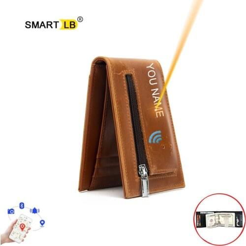 Smart Wallet Bluetooth Money Clip RFID Blocking Genuine Leather women and men Wallet Card Holder Small Thin Purse Free engraving