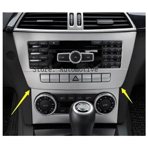 Interior Console CD & AC Panel Trim Cover 2pcs For Benz C Class W204 2011-2013