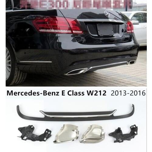 For Mercedes-Benz E Class W212 E200 E250 E300 E350 E500 2013-2016 Rear Lip Spoiler & Exhause High Quality PP Bumper Diffuser