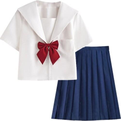 Japanese Version JK Suit Woman Girl School Uniform High School Sailor Navy Cosplay Costumes Student Girls Pleated Skirt