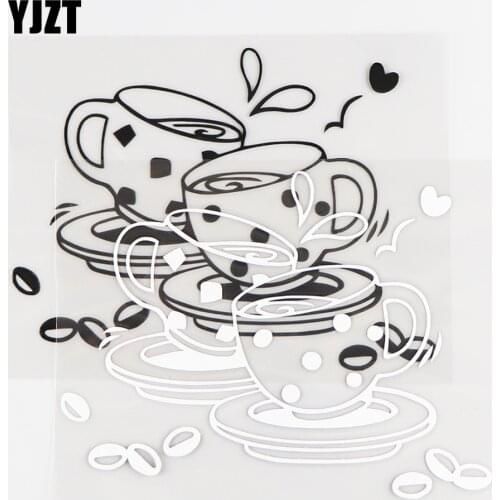YJZT 12.7×9.8CM Love Coffee Exquisite Car Stickers Art Decoration Vinyl Decals Black / Silver 10A-0727