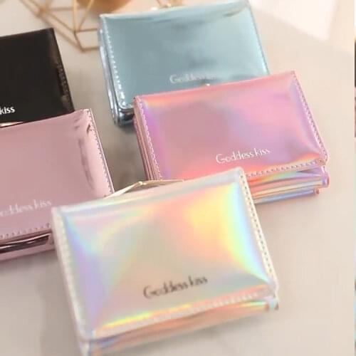 2019 Newest Hot Women Short Small Coin Purse Wallet Ladies Leather Folding Card Card Holder Laser Colorful Coin Purses