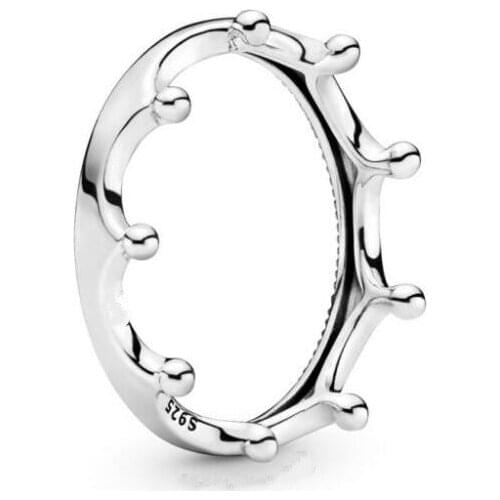 925 Sterling Silver Pan Ring Polished Silver Crown Rings For Women Wedding Party Gift Fashion Jewelry