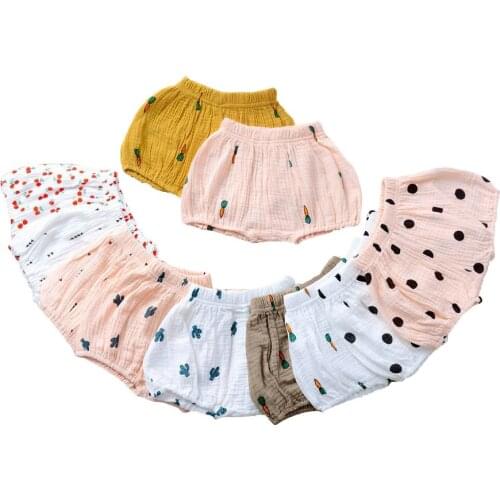 0 1 2 3 4 Years Newborn Clothes Summer Baby Boy Girl Pants Dots Carrot Cherry Cactus Triangle Bread Shorts Infant Kid Bloomer
