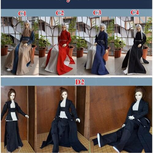 1/4 1/3 Scale BJD Clothes Hanfu Ancient Costume Dress Samurai Outfit For BJD/SD MSD SSDF ID75 Strong Uncle Longhun80 Doll B320CD