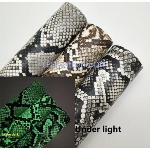 1PC 21X29CM Glow in the Dark Faux Leather Fabric, Snake Synthetic Leather Fabric Sheets For Making Bows LEOsyntheticoDIY T277