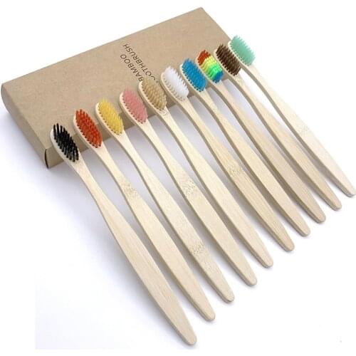 10pcs/set Natural Bamboo Toothbrush Soft Bamboo Toothbrush With Bristles Oral Care Toothbrush For Teeth Care