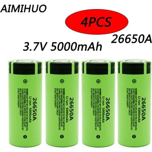 4pcs 26650 3.7v 5000mah Rechargeable Battery For Panasonic 26650A 50A Li-ion Battery For LED Flashlight Torch Accumulator 26650