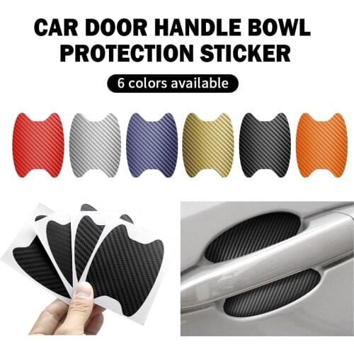 4Pcs/Set Car Door Handle Sticker Scratches Resistant Carbon Fiber Auto Handle Protection Film