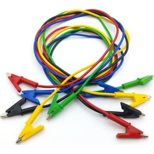 5pcs High quality silicone cable Voltage Test clip Alligator TO Alligator test connector