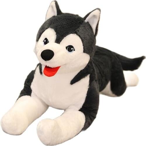 70cm Naughty tongue out Husky Dog Plush Toy Stuffed Lifelike Siberian wolfhound Dog Throw Pillow Birthday Gift for Boy Kids