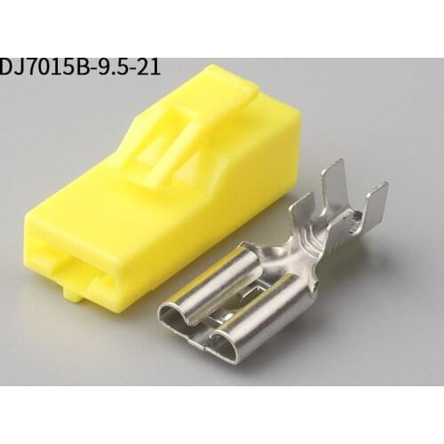 9.5mm Terminal Yellow Plastic Unsealed Female Housing 200sets DJ7015B-9.5-21 1Pin AMP Car Electrical Wire Connectors