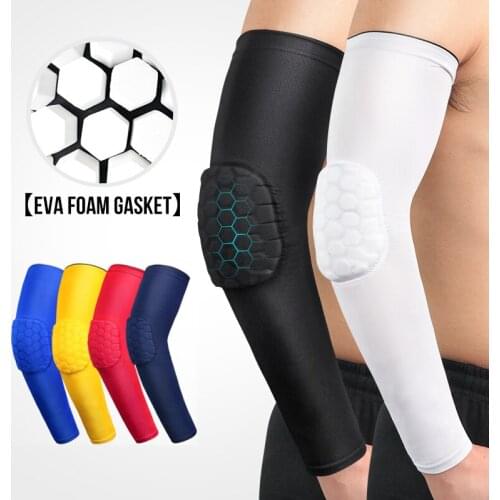 1 Pair Crash Cushion Arm Warmers Breathable Elastic Not Easy To Slide Strengthen Elbow Protection Pure Color Barcer