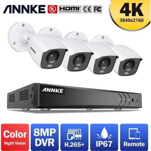 ANNKE 4K Ultra HD 8CH DVR Security Camera System with 4PCS Full Color Night Vision Home Outdoor Indoor CCTV Surveillance Kit