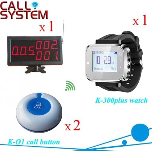 Electronic wireless paging services 1 desktop receiver 1 watch clock 2 bells buzzer 433mhz