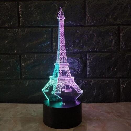 Eiffel Tower 3d Visual Night Light Seven Color Touch Charging Led Kids Lamp Christmas decorations are lovely Kids Lights Lamps