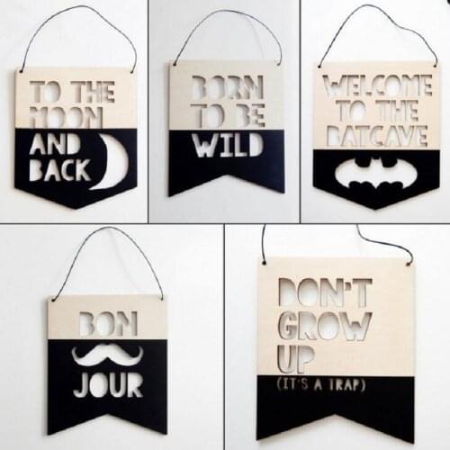 INS Nordic Style Positive Slogan Banner Garland Wooden Wall Hanging Ornament For Kids Room Decoration Nursery Photography Props