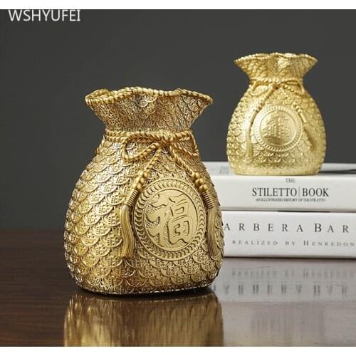 Chinese Resin Lucky Bag Home Decore Living Room Wine Cabinet Piggy Bank Ornament Office Desktop Decoration Housewarming Gifts