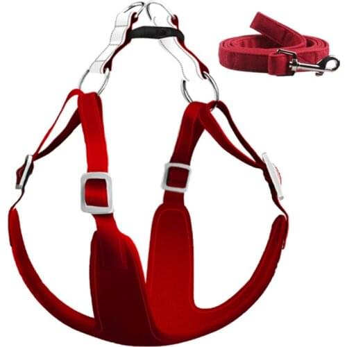 Dog Harness and Leash Set Soft Suede Dog Harness for Small Medium Dogs Reflective No Pull Pet Harness with Walking Lead Safety