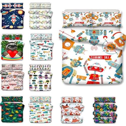 Home Textiles 3D Quilt Cover Children Cartoon Fox Bedding Set 2/3pcs Duvet Cover Romantic Orange Foxes Pillowcase For Kids