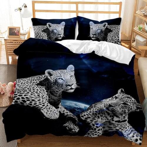 3D Printed Leopard Bedding Set Pillowcases 2/3pcs Luxury Comforter Cover For Children King Single Size Animal Duvet Cover