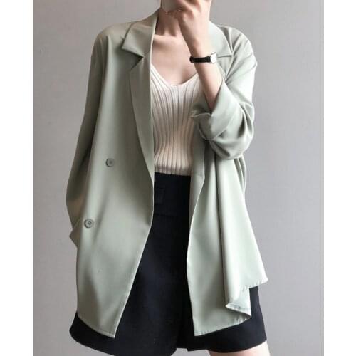 2021 NEW High Quality Loose White Blazer Women Summer Woman Thin Long Sleeve Blue Korean Blazer Oversize Elegant Casual Jackets