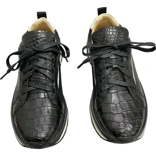 Hongsen new arrival male crocodile Casual shoes true crocodile leather Net cloth breathable Mens shoes