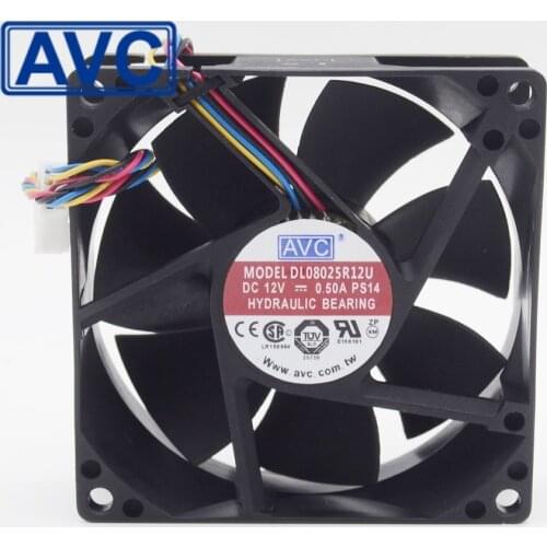 New 8025 80mm wind capacity 12V 0.5A DL08025R12U PWM fan speed control 80*80*25mm