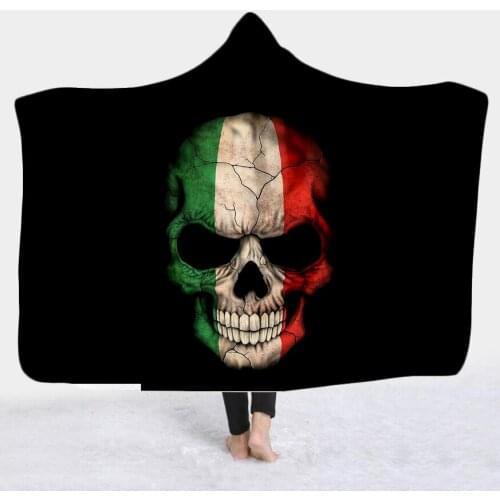 PLstar Cosmos Hooded Blanket for Adult Gothic Color Skull Sherpa Fleece Wearable Throw Blanket Microfiber Galaxy Bedding style-2