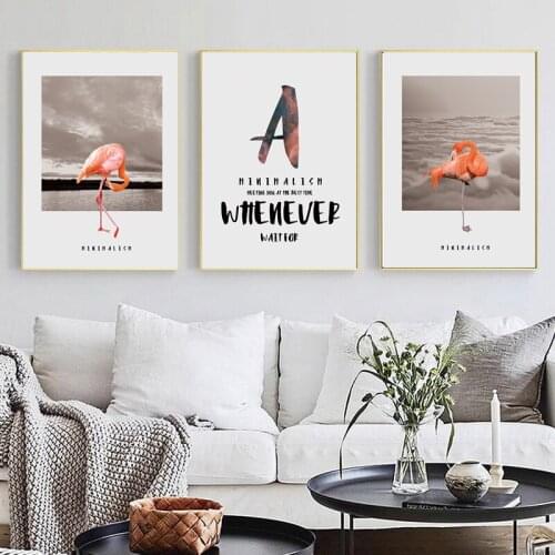 Nordic Poster Flamingo Sea Cloud Quotes Modern Minimalist Prints Wall Art Canvas Painting Wall Pictures For Living Room Decor