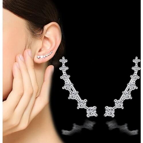 Simple Female Earrings Silver Color Stackable 4 Claws Seven Star Cubic Zircon Earrings for Women Pendientes Oorbellen