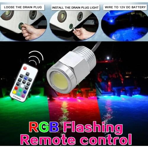 RGB LED yacht light part 12V DC boat marine lighting bulb Red/Green/Blue 12W remote controller dynamic color stainless