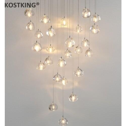 Modern LED Crystal Chandelier Lighting Large Hotel Restaurant Staircase Chandeliers Hanging Lights Living Room Cristal Lamps